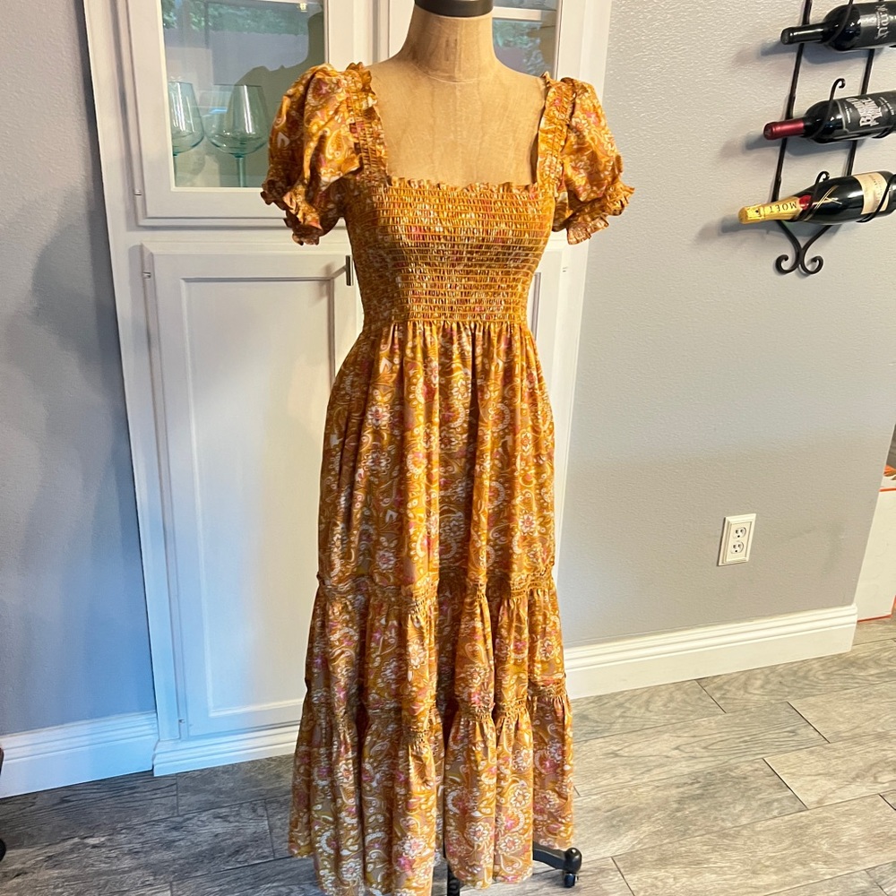 Gorgeous Yellow Floral Midi Dress